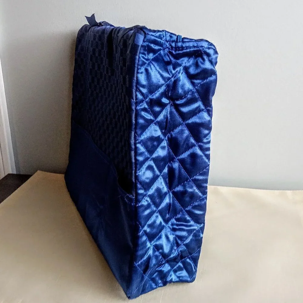 NaRaYa Blue Satin Bag with Braided Double Handle
